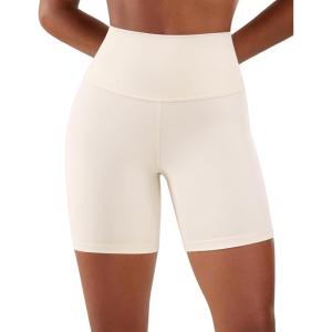 imageCRZ YOGA Womens Naked Feeling Biker Shorts  6 Inches High Waist Yoga Workout Running Gym SpandexWhite Apricot
