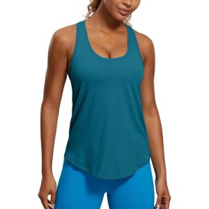 imageCRZ YOGA Womens Pima Cotton Racerback Workout Tank Tops Scoop Neck Athletic Loose Sleeveless ShirtsGreen Jade
