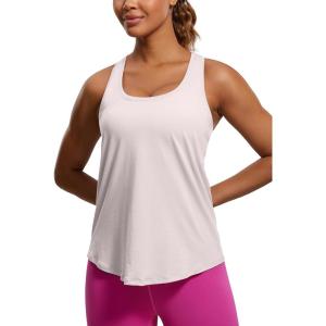 imageCRZ YOGA Womens Pima Cotton Racerback Workout Tank Tops Scoop Neck Athletic Loose Sleeveless ShirtsSmoky Blush