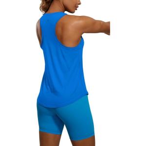 imageCRZ YOGA Womens Pima Cotton Racerback Workout Tank Tops Scoop Neck Athletic Loose Sleeveless ShirtsSparkle Blue