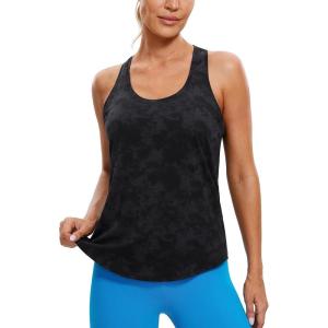 imageCRZ YOGA Womens Pima Cotton Racerback Workout Tank Tops Scoop Neck Athletic Loose Sleeveless ShirtsTie Dye Smoke Ink