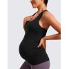imageCRZ YOGA Butterluxe Womens Racerback Maternity Tank Tops Ruched Sleeveless Pregnancy Yoga Tee with Built in Bra Workout ShirtBlack