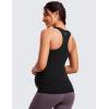imageCRZ YOGA Butterluxe Womens Racerback Maternity Tank Tops Ruched Sleeveless Pregnancy Yoga Tee with Built in Bra Workout ShirtBlack