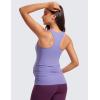 imageCRZ YOGA Butterluxe Womens Racerback Maternity Tank Tops Ruched Sleeveless Pregnancy Yoga Tee with Built in Bra Workout ShirtDark Lavender Purple