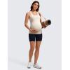imageCRZ YOGA Butterluxe Womens Racerback Maternity Tank Tops Ruched Sleeveless Pregnancy Yoga Tee with Built in Bra Workout ShirtMojave Tan