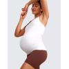 imageCRZ YOGA Butterluxe Womens Racerback Maternity Tank Tops Ruched Sleeveless Pregnancy Yoga Tee with Built in Bra Workout ShirtWhite