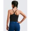 imageCRZ YOGA Girl Butterluxe Double Lined Sleeveless Tank Tops  Camisole Spaghetti Y Back Long Sports Bra for Teen Kid DanceBlack