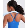 imageCRZ YOGA Girl Butterluxe Double Lined Sleeveless Tank Tops  Camisole Spaghetti Y Back Long Sports Bra for Teen Kid DanceSparkle Blue