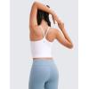 imageCRZ YOGA Girl Butterluxe Double Lined Sleeveless Tank Tops  Camisole Spaghetti Y Back Long Sports Bra for Teen Kid DanceWhite