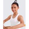 imageCRZ YOGA Girls Butterluxe Crew Round Neck Racerback Workout Tank Tops for Teen Kids Active Casual Dance Crop SleevelessWhite