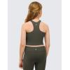 imageCRZ YOGA Girls Butterluxe Double Lined Tank Tops High Neck Racerback Cropped Basic Sleeveless Dance YogaLight Army Green