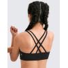 imageCRZ YOGA Girls Butterluxe Sports Bra  Double Spaghetti Strappy Scoop Neck Molded Cup for Training Yoga Teens Kids DanceBlack