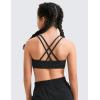 imageCRZ YOGA Girls Butterluxe Sports Bra  Double Spaghetti Strappy Scoop Neck Molded Cup for Training Yoga Teens Kids DanceBlack