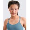 imageCRZ YOGA Girls Butterluxe Sports Bra  Double Spaghetti Strappy Scoop Neck Molded Cup for Training Yoga Teens Kids DanceBlue Ashes