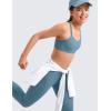 imageCRZ YOGA Girls Butterluxe Sports Bra  Double Spaghetti Strappy Scoop Neck Molded Cup for Training Yoga Teens Kids DanceBlue Ashes