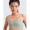 imageCRZ YOGA Girls Butterluxe Sports Bra  Double Spaghetti Strappy Scoop Neck Molded Cup for Training Yoga Teens Kids DanceGreen Palm Court