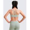 imageCRZ YOGA Girls Butterluxe Sports Bra  Double Spaghetti Strappy Scoop Neck Molded Cup for Training Yoga Teens Kids DanceGreen Palm Court