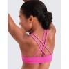 imageCRZ YOGA Girls Butterluxe Sports Bra  Double Spaghetti Strappy Scoop Neck Molded Cup for Training Yoga Teens Kids DanceLight Purple
