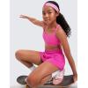 imageCRZ YOGA Girls Butterluxe Sports Bra  Double Spaghetti Strappy Scoop Neck Molded Cup for Training Yoga Teens Kids DanceLight Purple