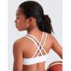 imageCRZ YOGA Girls Butterluxe Sports Bra  Double Spaghetti Strappy Scoop Neck Molded Cup for Training Yoga Teens Kids DanceWhite