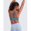 imageCRZ YOGA Girls Butterluxe Training Bra  Strappy Scoop Neck for Teens Kids Yoga Sports Comfort Dance Crop TopBlue Ashes