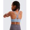imageCRZ YOGA Girls Butterluxe Training Bra  Strappy Scoop Neck for Teens Kids Yoga Sports Comfort Dance Crop TopCambric Blue