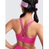 imageCRZ YOGA Girls Butterluxe Training Bra  Strappy Scoop Neck for Teens Kids Yoga Sports Comfort Dance Crop TopHibiscus Purple