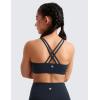 imageCRZ YOGA Girls Butterluxe Training Bra  Strappy Scoop Neck for Teens Kids Yoga Sports Comfort Dance Crop TopTrue Navy