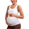 imageCRZ YOGA Butterluxe Womens Racerback Maternity Tank Tops Ruched Sleeveless Pregnancy Yoga Tee with Built in Bra Workout ShirtWhite