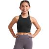 imageCRZ YOGA Girls Butterluxe Double Lined Tank Tops High Neck Racerback Cropped Basic Sleeveless Dance YogaBlack