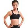 imageCRZ YOGA Girls Butterluxe Sports Bra  Double Spaghetti Strappy Scoop Neck Molded Cup for Training Yoga Teens Kids DanceBlack