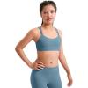 imageCRZ YOGA Girls Butterluxe Sports Bra  Double Spaghetti Strappy Scoop Neck Molded Cup for Training Yoga Teens Kids DanceBlue Ashes