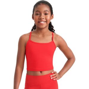 imageCRZ YOGA Girl Butterluxe Double Lined Sleeveless Tank Tops  Camisole Spaghetti Y Back Long Sports Bra for Teen Kid DanceDeep Red