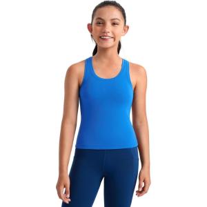 imageCRZ YOGA Girls Butterluxe Crew Round Neck Racerback Workout Tank Tops for Teen Kids Active Casual Dance Crop SleevelessSparkle Blue