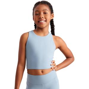 imageCRZ YOGA Girls Butterluxe Double Lined Tank Tops High Neck Racerback Cropped Basic Sleeveless Dance YogaCambric Blue