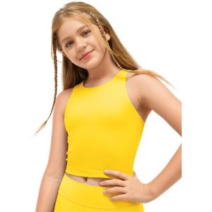 imageCRZ YOGA Girls Butterluxe Double Lined Tank Tops High Neck Racerback Cropped Basic Sleeveless Dance YogaHigh Visibility Yellow