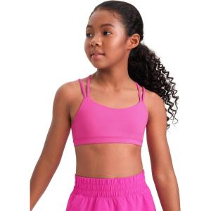 imageCRZ YOGA Girls Butterluxe Sports Bra  Double Spaghetti Strappy Scoop Neck Molded Cup for Training Yoga Teens Kids DanceLight Purple