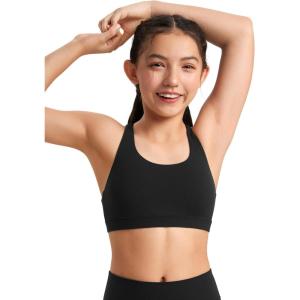 imageCRZ YOGA Girls Butterluxe Training Bra  Strappy Scoop Neck for Teens Kids Yoga Sports Comfort Dance Crop TopBlack