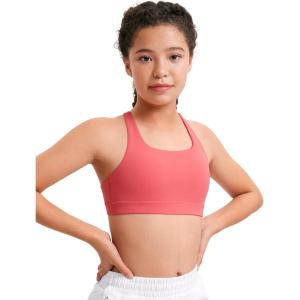 imageCRZ YOGA Girls Butterluxe Training Bra  Strappy Scoop Neck for Teens Kids Yoga Sports Comfort Dance Crop TopRaspberry Sorbet