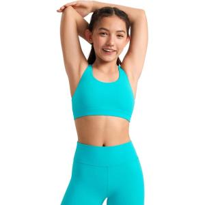 imageCRZ YOGA Girls Butterluxe Training Bra  Strappy Scoop Neck for Teens Kids Yoga Sports Comfort Dance Crop TopSpectral Blue