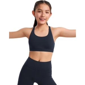 imageCRZ YOGA Girls Butterluxe Training Bra  Strappy Scoop Neck for Teens Kids Yoga Sports Comfort Dance Crop TopTrue Navy