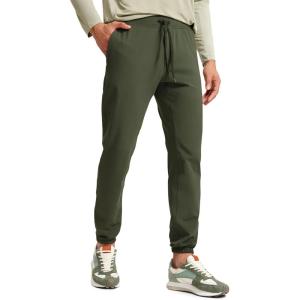 imageCRZ YOGA Mens 4Way Stretch Golf Joggers with Pockets 30quot32quot  Track Gym Athletic Workout Hiking PantsDark Olive
