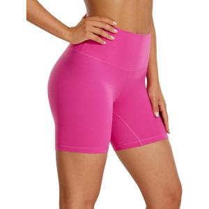 imageCRZ YOGA Womens ButterLuxe Biker Shorts 6 Inches  High Waisted Workout Running Volleyball Spandex YogaHibiscus Purple