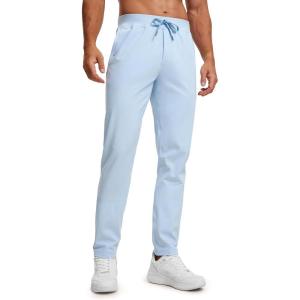 imageCRZ YOGA 4Way Stretch Athletic Pants for Men 30quot Workout Lounge Casual Work Jogger with Zip PocketChambray Blue