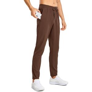 imageCRZ YOGA 4Way Stretch Athletic Pants for Men 30quot Workout Lounge Casual Work Jogger with Zip PocketDark Brown