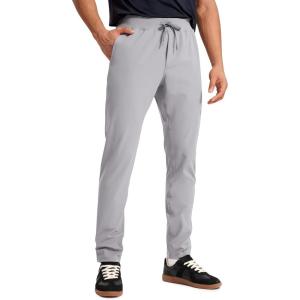 imageCRZ YOGA 4Way Stretch Athletic Pants for Men 30quot Workout Lounge Casual Work Jogger with Zip PocketGull Gray