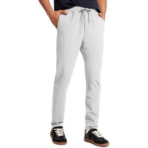 imageCRZ YOGA 4Way Stretch Athletic Pants for Men 30quot Workout Lounge Casual Work Jogger with Zip PocketPlatinum Grey
