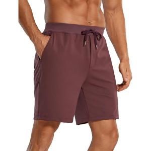imageCRZ YOGA Mens FourWay Stretch Workout Shorts  7 Soft Durable for Casual Athletic with PocketsDark Red