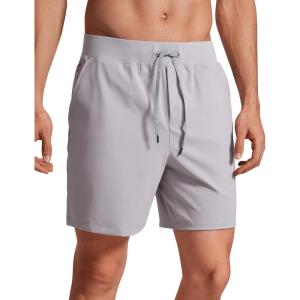imageCRZ YOGA Mens FourWay Stretch Workout Shorts  7 Soft Durable for Casual Athletic with PocketsGull Gray