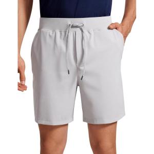 imageCRZ YOGA Mens FourWay Stretch Workout Shorts  7 Soft Durable for Casual Athletic with PocketsPlatinum Grey